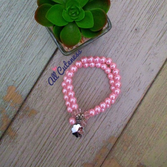 🎀 Pink Beaded Elastic Bracelet - Picture 1 of 7